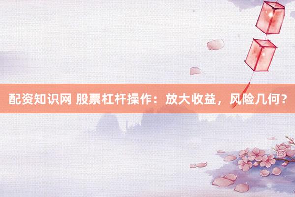 配資知識網(wǎng) 股票杠桿操作：放大收益，風(fēng)險(xiǎn)幾何？