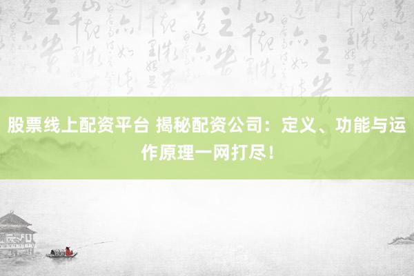 股票線上配資平臺 揭秘配資公司：定義、功能與運作原理一網(wǎng)打盡！