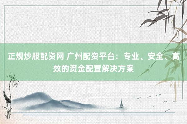 正規(guī)炒股配資網(wǎng) 廣州配資平臺(tái)：專(zhuān)業(yè)、安全、高效的資金配置解決方案