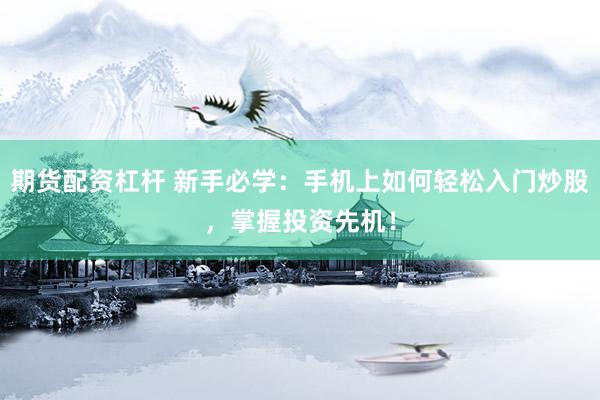 期貨配資杠桿 新手必學：手機上如何輕松入門炒股，掌握投資先機！