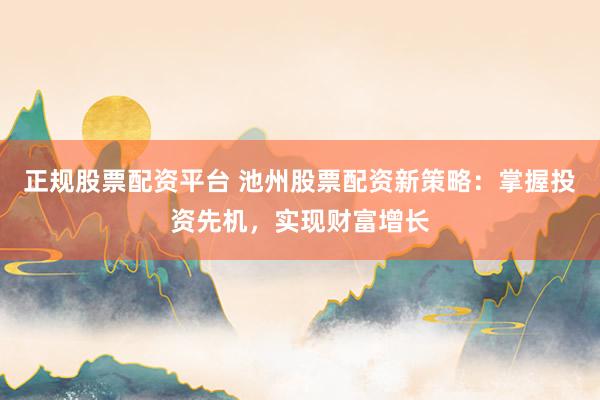正規(guī)股票配資平臺(tái) 池州股票配資新策略：掌握投資先機(jī)，實(shí)現(xiàn)財(cái)富增長(zhǎng)